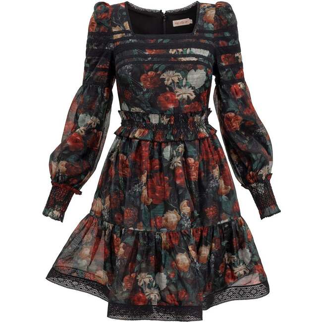 Evangeline Dress in Midnight Roses