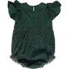 Baby Hattie Romper in Green Flocked Dot Tulle - Rompers - 2 - thumbnail