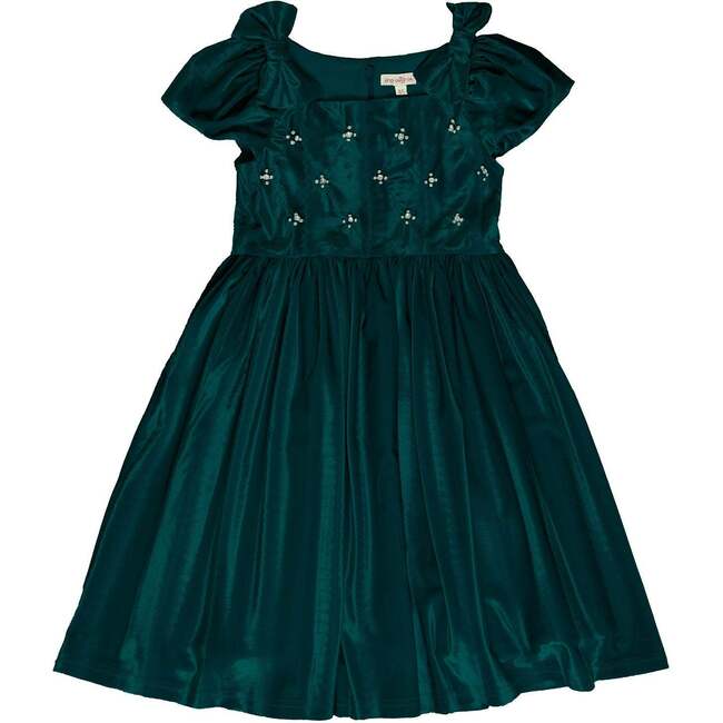 Mini Tiara Dress in Green Velvet