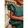 Baby Hattie Romper in Green Flocked Dot Tulle - Rompers - 3 - thumbnail