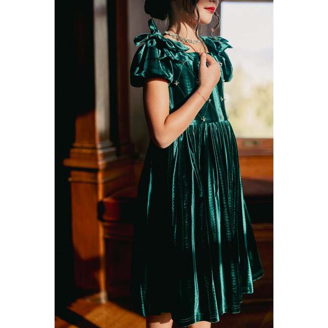 Mini Tiara Dress in Green Velvet - Dresses - 2
