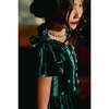 Mini Tiara Dress in Green Velvet - Dresses - 3 - thumbnail
