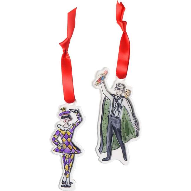 Nutcracker Ornament Set, Drosselmeyer & Harlequin