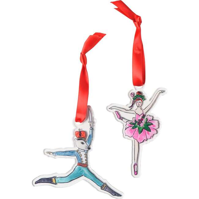 Nutcracker Ornament Set, Flower & Mouse King