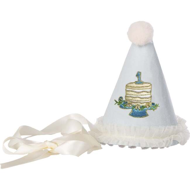 Birthday Hat, "One" with Birthday Cake Blue