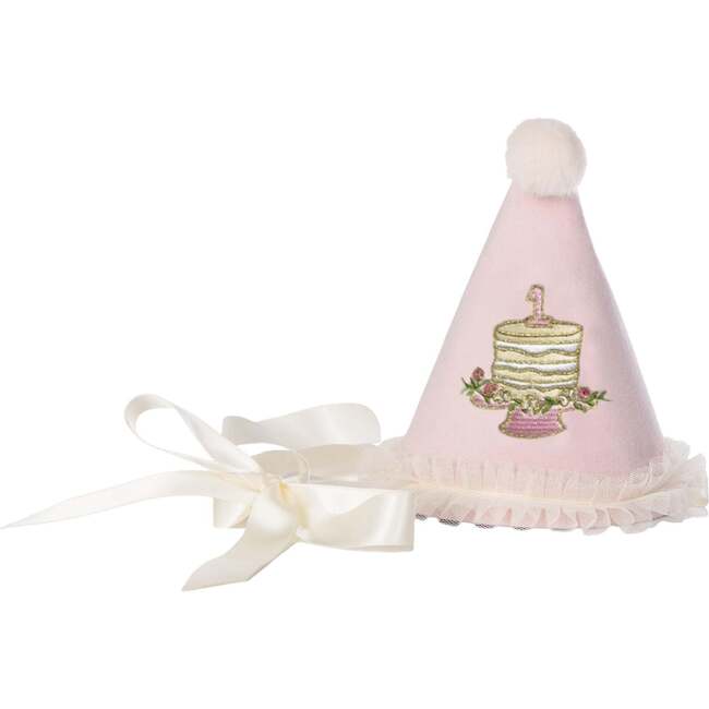 Birthday Hat, "One" with Birthday Cake Pink