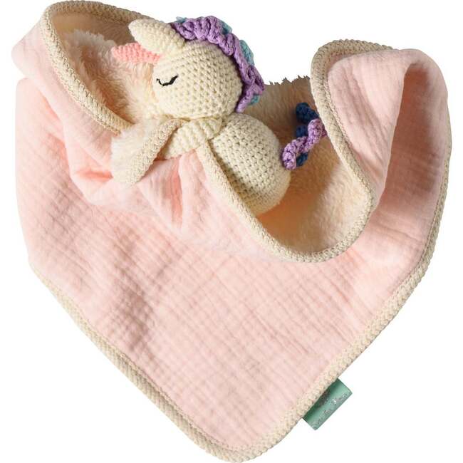 Lovey with Crocheted Rattle, Unicorn