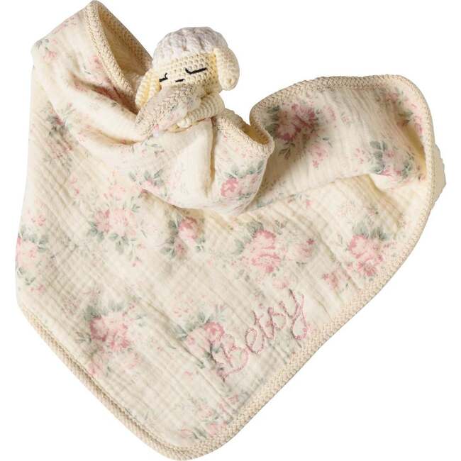 Lovey with Crocheted Rattle, Lamb
