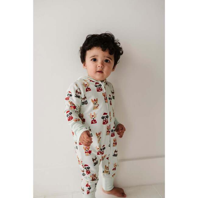 Terry Zip Romper Christmas Dogs