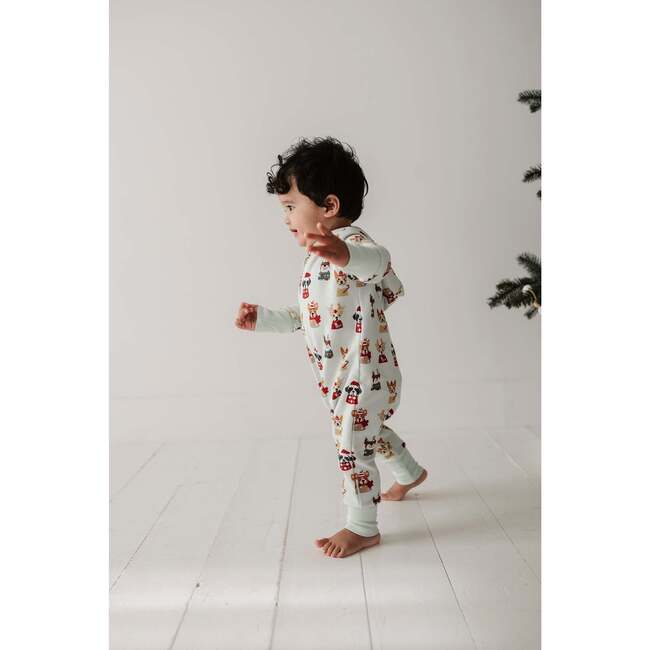 Terry Zip Romper Christmas Dogs - Rompers - 6