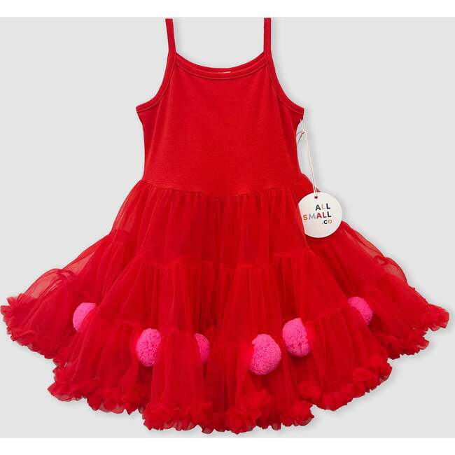 Pom Pom Dress, Red