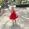 Pom Pom Dress, Red - Dresses - 5 - thumbnail