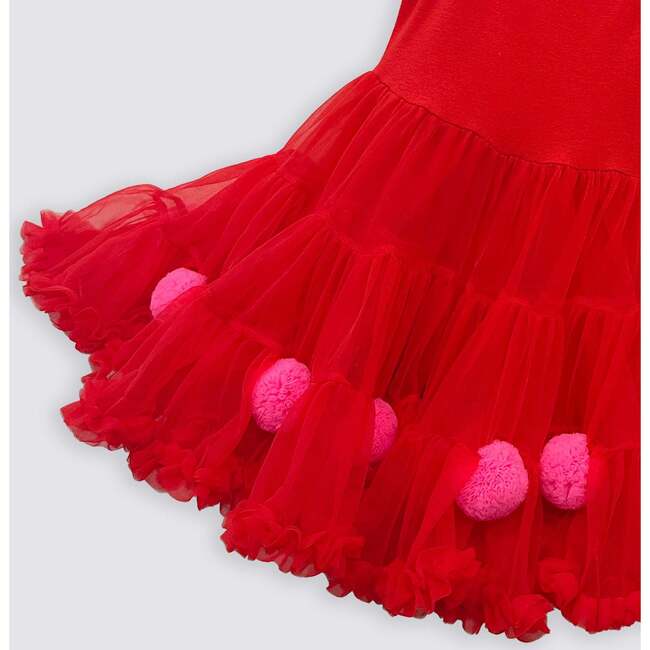 Pom Pom Dress, Red - Dresses - 6