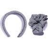 Teresa Headband, & Scrunchie Set, Grey - Headbands - 1 - thumbnail