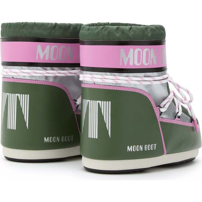 MOON BOOT Icon Low Space Racing , Forest Green/Silver/Pink