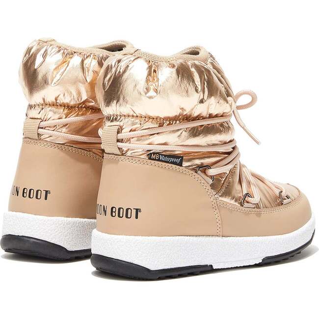 MOON BOOT Protecht Junior Low Rose Gold Nylon Boots Pink