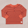Scout Long Sleeve Henley, Orange Mini Stripe - Shirts - 1 - thumbnail