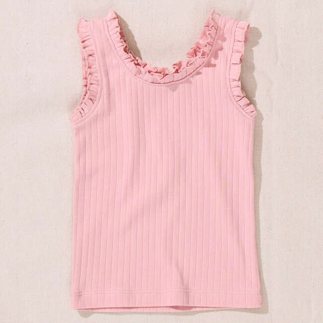 Joy Ruffle Rib Tank, Pink