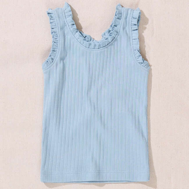 Joy Ruffle Rib Tank, Light Blue