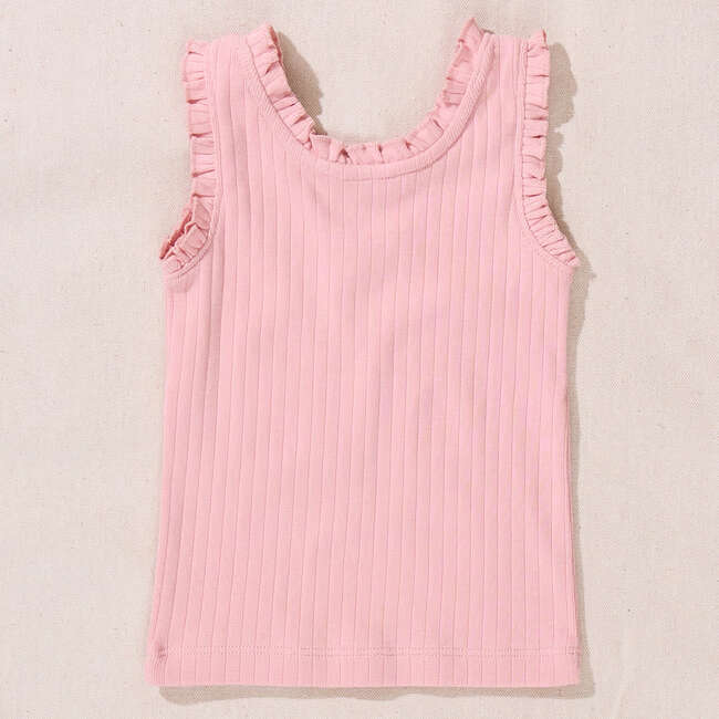 Joy Ruffle Rib Tank, Pink - Tank Tops - 4