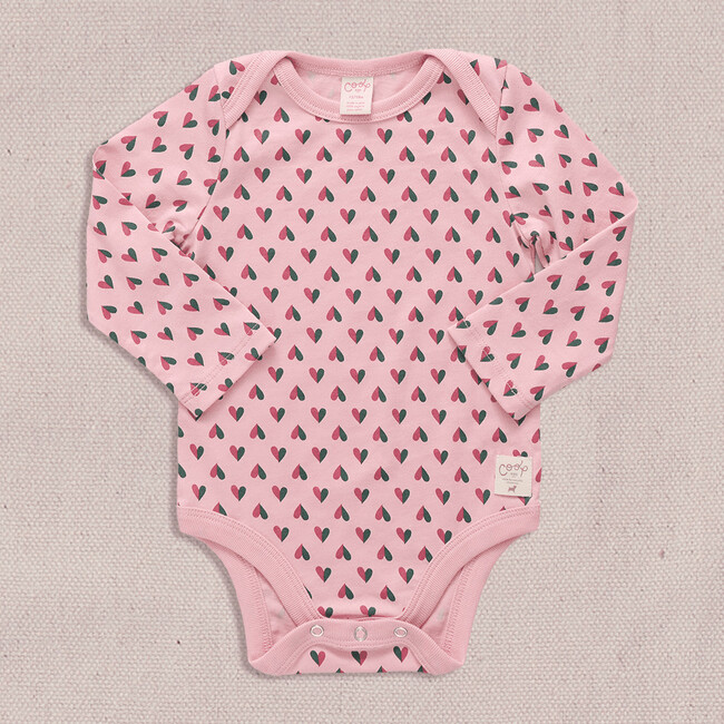 Baby Wonder Bodysuit, Pink Mini Half Hearts