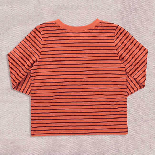 Scout Long Sleeve Henley, Orange Mini Stripe - Shirts - 4