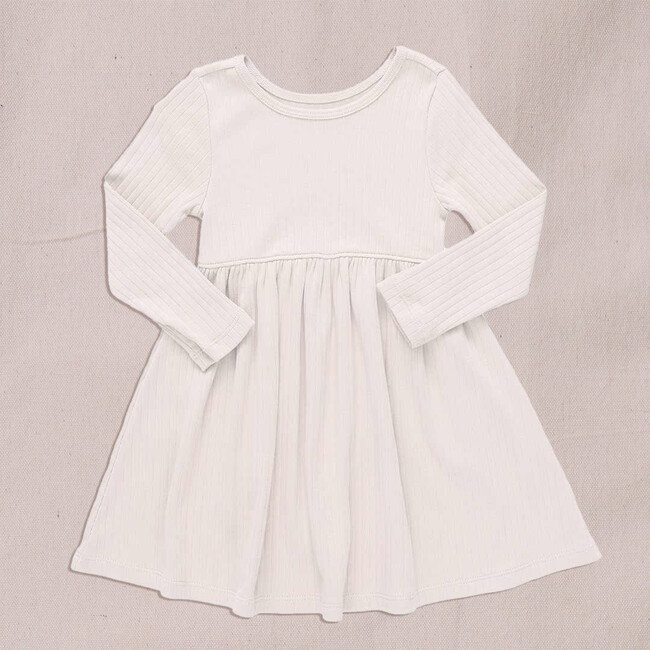 Sunny Long Sleeve Rib Dress, Cream