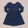 Sunny Long Sleeve Rib Dress, Navy - Dresses - 1 - thumbnail
