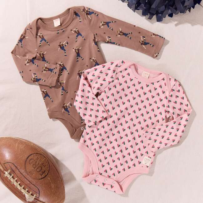 Baby Wonder Bodysuit, Pink Mini Half Hearts