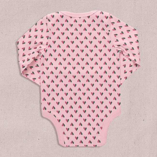 Baby Wonder Bodysuit, Pink Mini Half Hearts - Onesies - 3