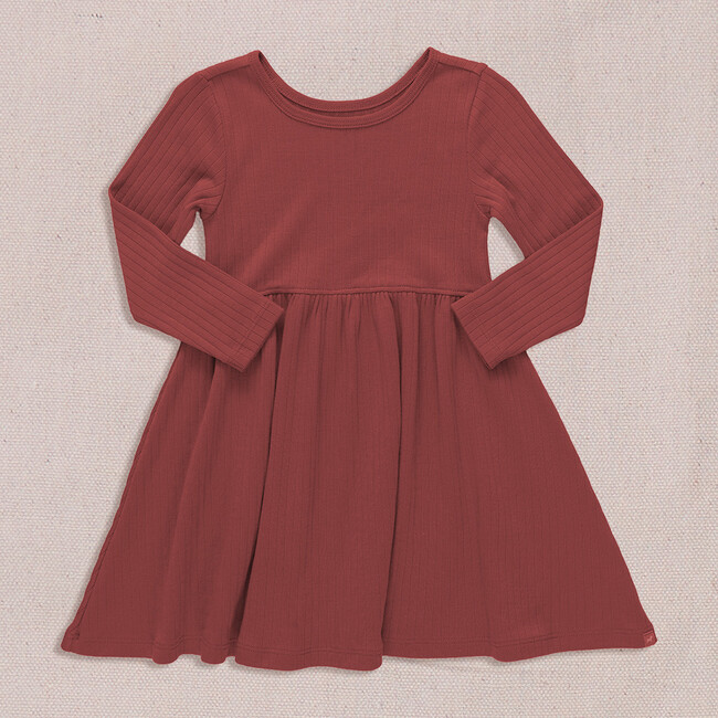 Sunny Long Sleeve Rib Dress, Dark Red