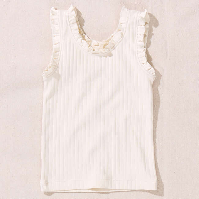 Joy Ruffle Rib Tank, Cream