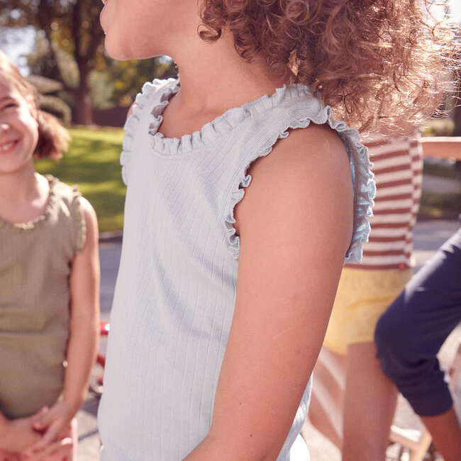 Joy Ruffle Rib Tank, Navy