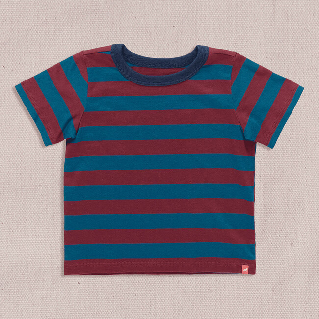 Adventure T-Shirt, Teal and Burgundy Stripe