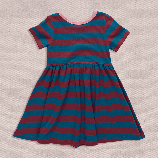 Sunny Dress, Teal and Burgundy Stripe