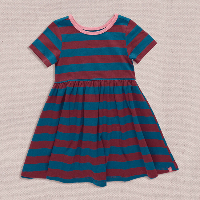 Sunny Dress, Teal and Burgundy Stripe - Dresses - 4