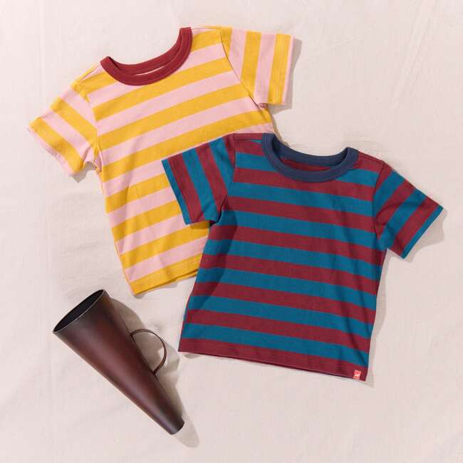 Adventure T-Shirt, Teal and Burgundy Stripe