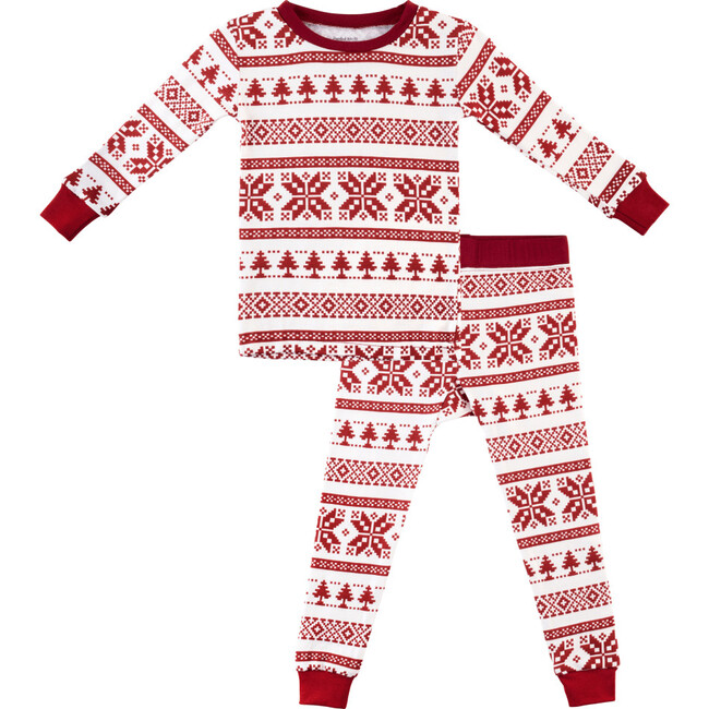 Toddler/Kids Bamboo Pajamas , Fair Isle Cranberry