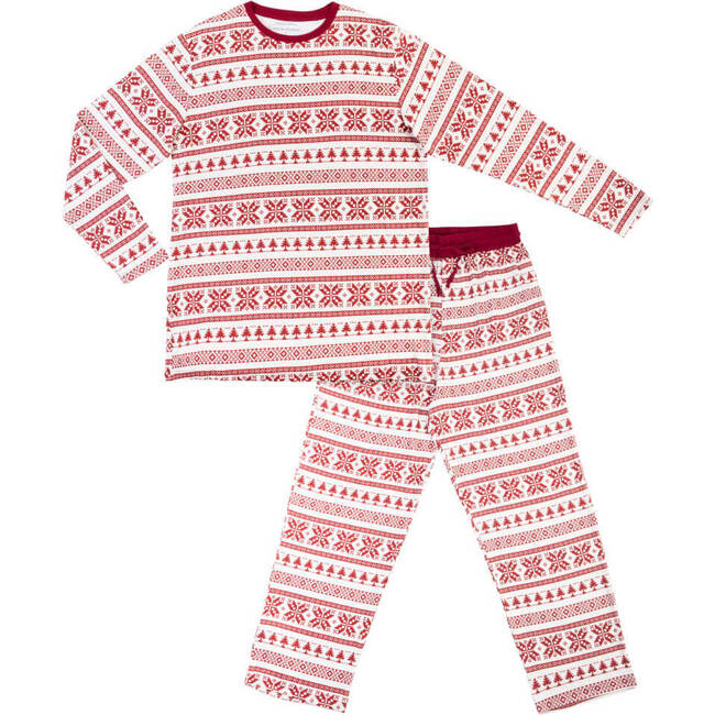 Men's Adult Bamboo Pajamas, Fair Isle Cranberry