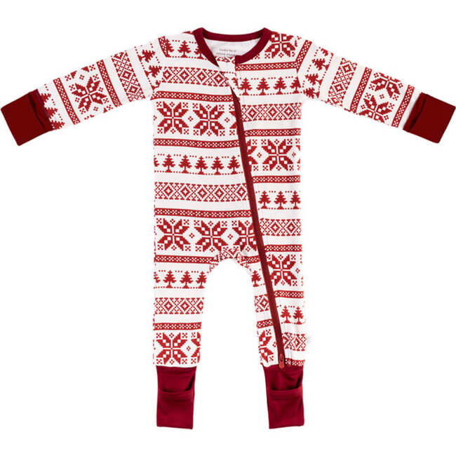 Baby Bamboo Pajamas W/ DreamCuffs®, Fair Isle Cranberry