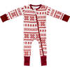 Baby Bamboo Pajamas W/ DreamCuffs®, Fair Isle Cranberry - Footie Pajamas - 1 - thumbnail