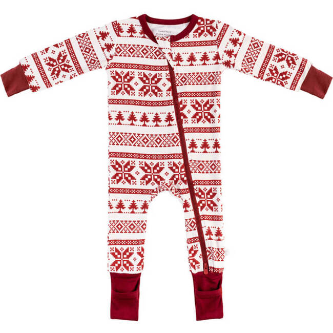 Baby Bamboo Pajamas W/ DreamCuffs®, Fair Isle Cranberry