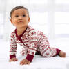 Baby Bamboo Pajamas W/ DreamCuffs®, Fair Isle Cranberry - Footie Pajamas - 3 - thumbnail