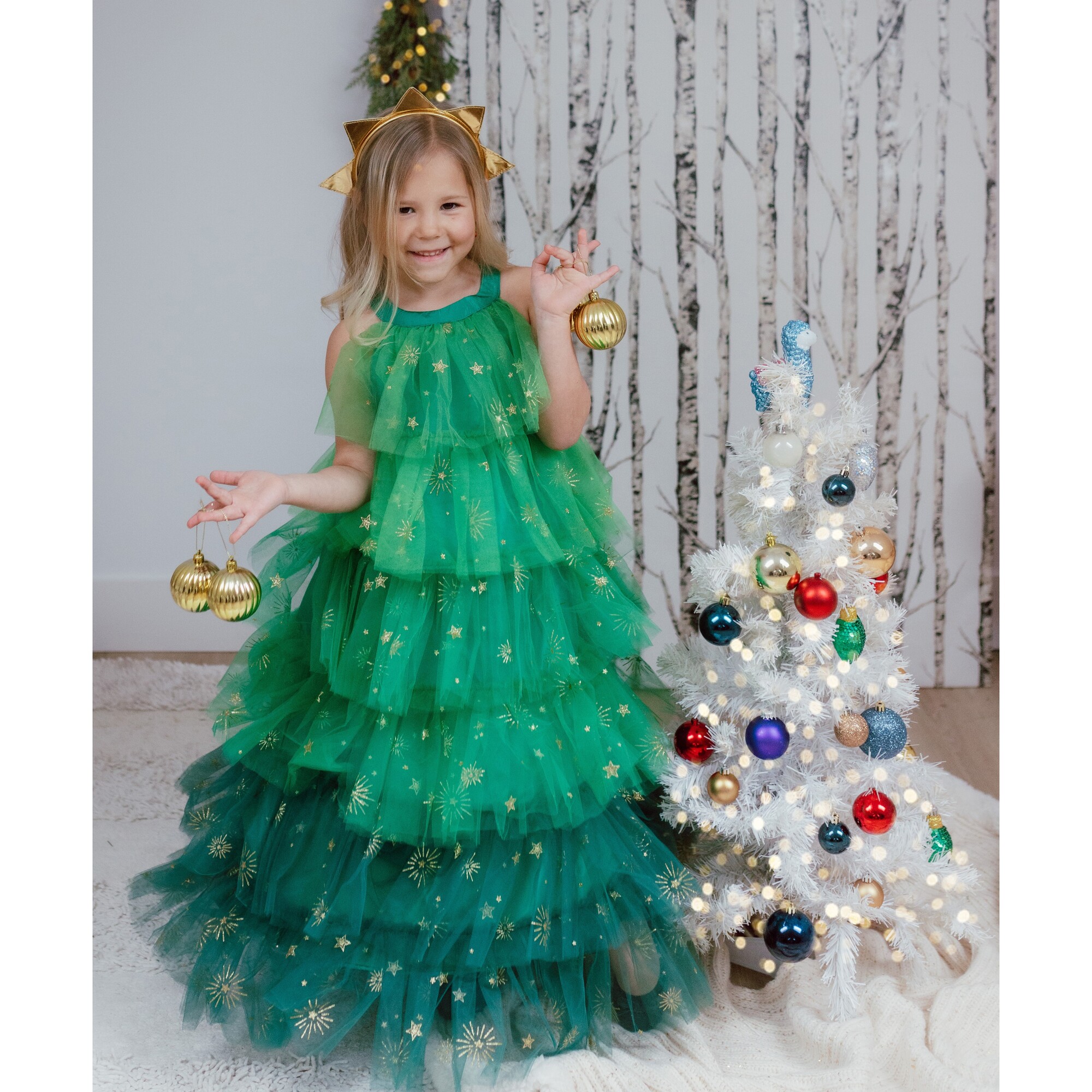green emerald velvet dress Matilda Christmas Girl Dress Emerald 3 Years main image 1