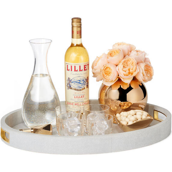 Modern Shagreen Cocktail Tray, Dove