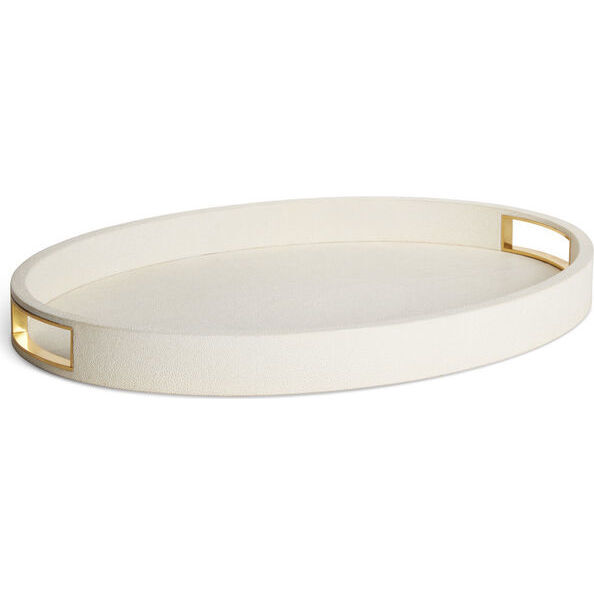Modern Shagreen Cocktail Tray, Cream