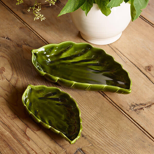 Elva Small Leaf Dish, Green - Accents - 2