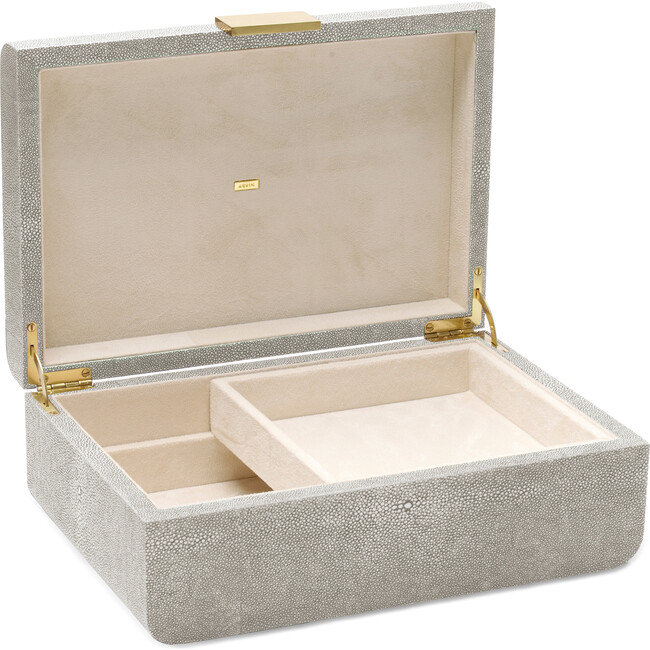 Modern Shagreen Large Jewelry Box, Dove - Accents - 3