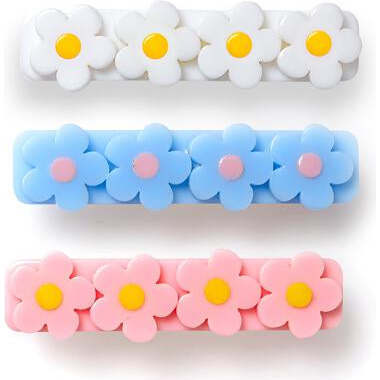 Triple Flower Pastel Colors Hair Clips