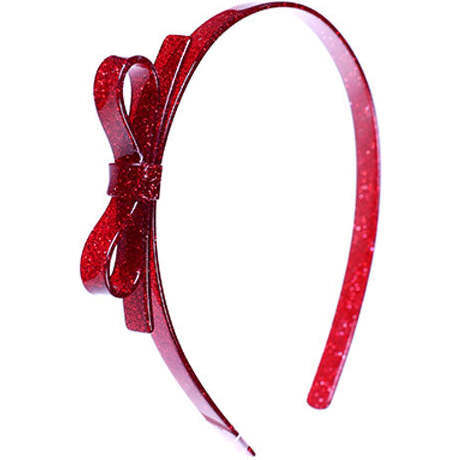 Thin Bow Glitter Red Headband
